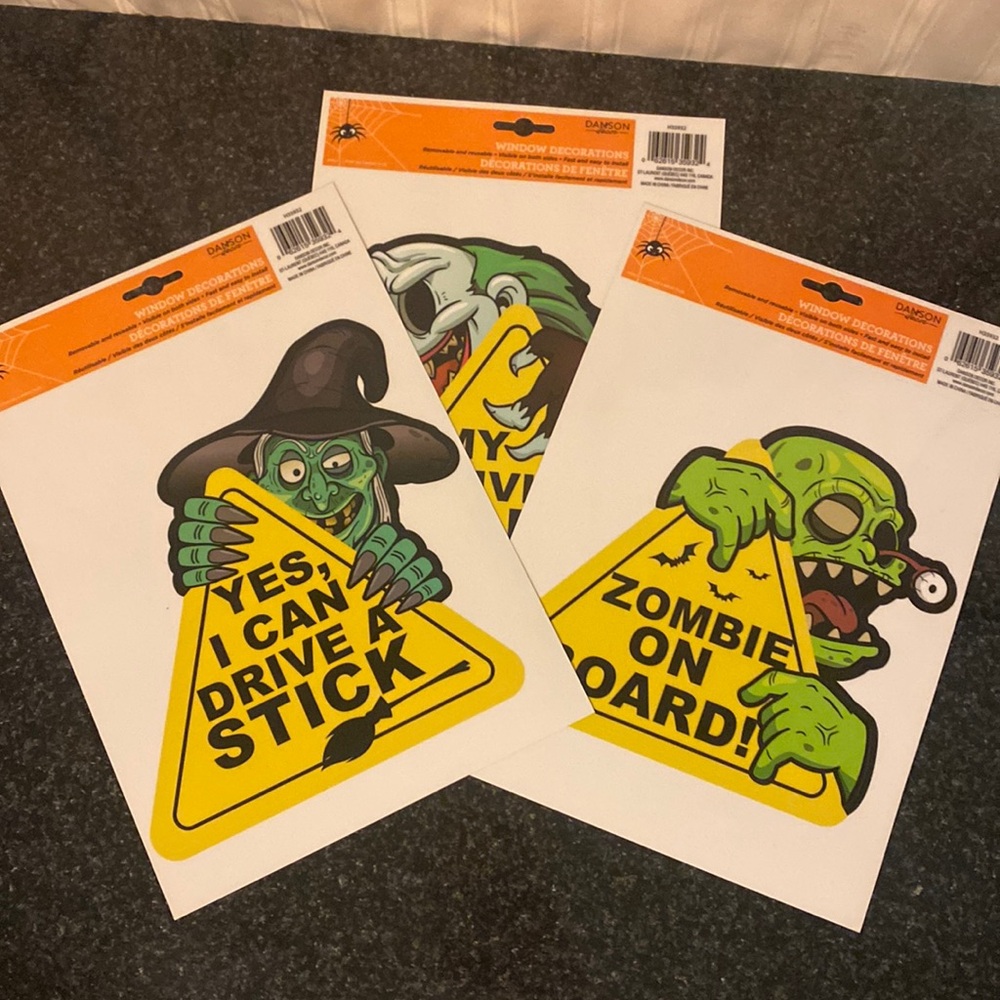 Set of 3 Halloween Car Decor Window Clings
